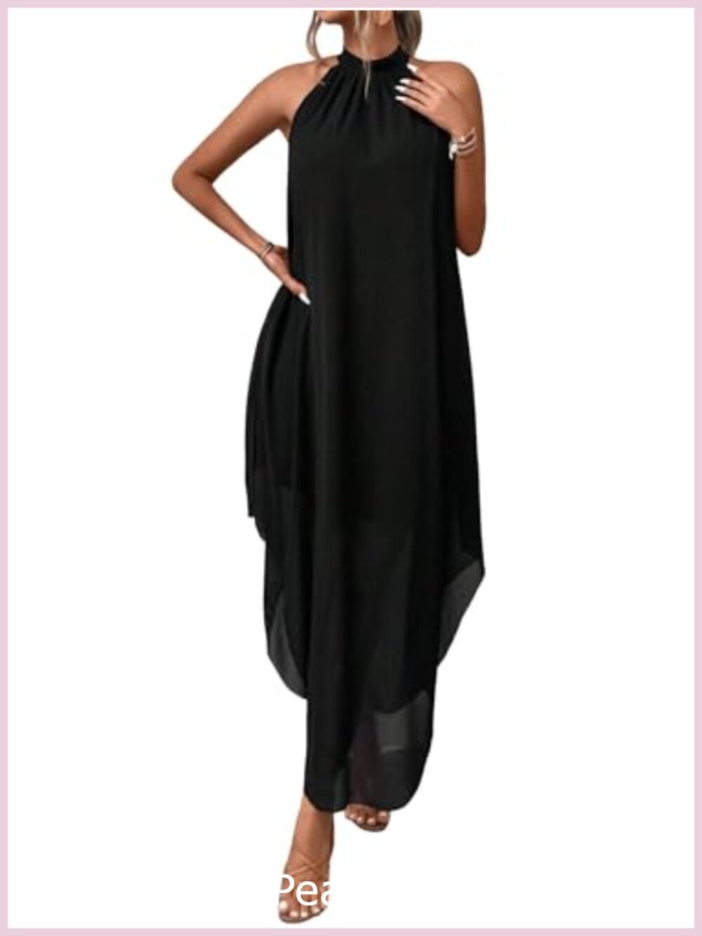 Formal Wedding Guest Halter Chiffon Long Dress